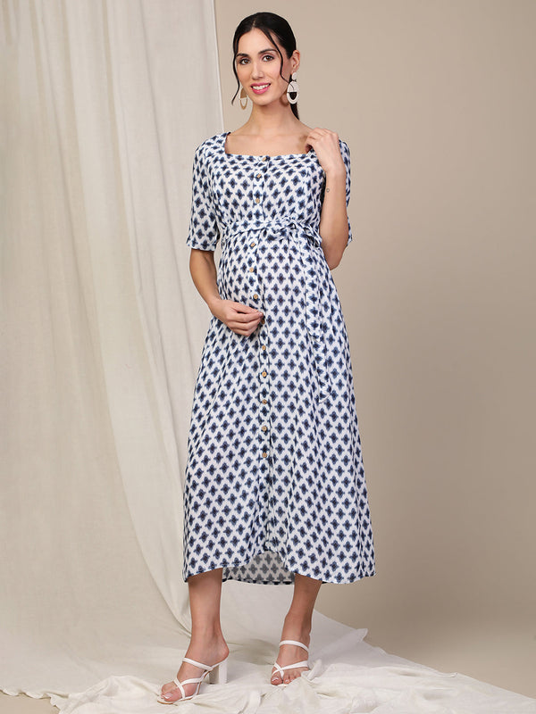 White Feeding Cotton Dress