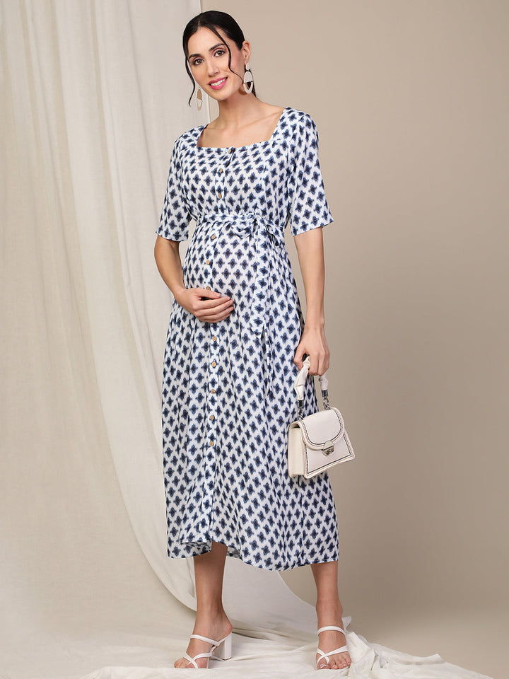 White Feeding Cotton Dress