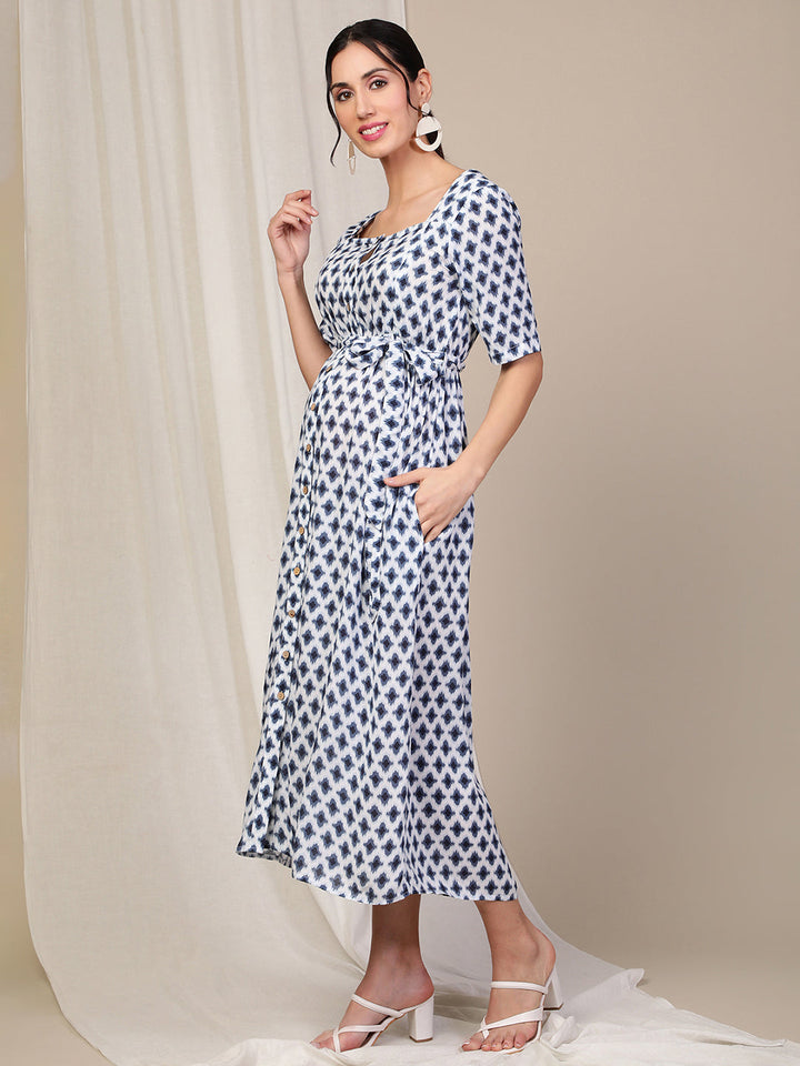 White Feeding Cotton Dress