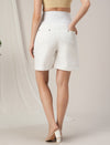White Maternity Denim Shorts with Overbelly Fit