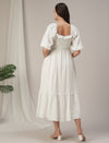 Maternity & Nursing White Cotton Ruched Maxi Dress