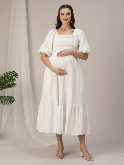 white maternity maxi dress White Cotton Maternity & Nursing Ruched Maxi Dress white maternity maxi dress White Cotton Maternity & Nursing Ruched Maxi Dress