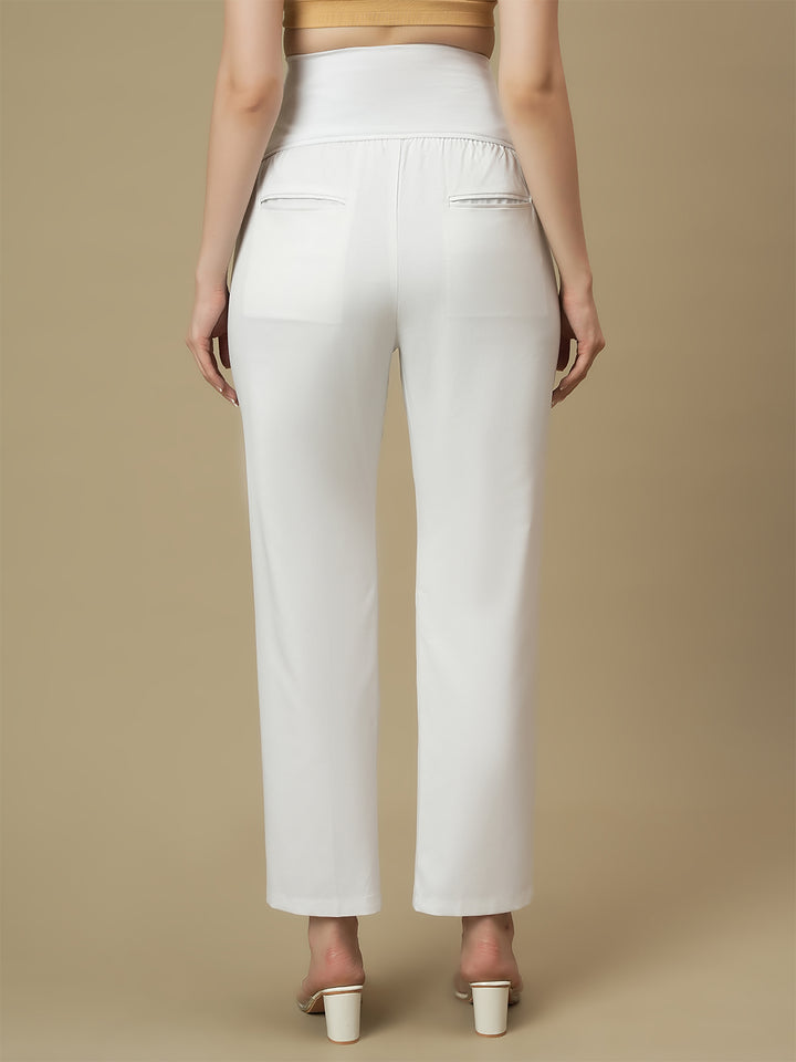 White Maternity Straight Trouser Pants