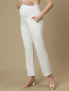 White Maternity Straight Trouser Pants