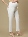 White Maternity Straight Trouser Pants