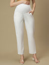 White Maternity Straight Trouser Pants