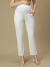 White Maternity Straight Trouser Pants