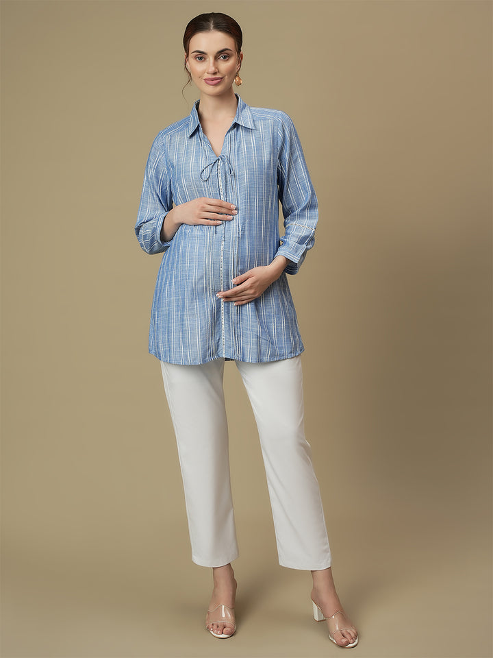 White Maternity Straight Trouser Pants