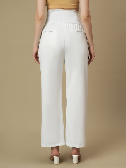 White Maternity Wide-leg Formal Trousers
