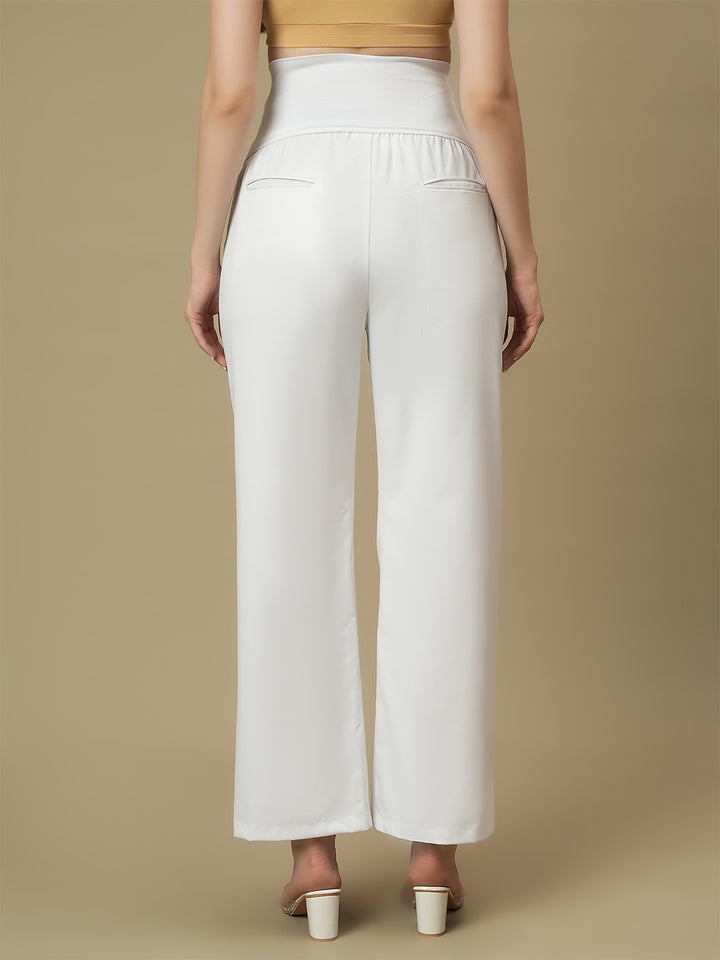 White Maternity Wide-leg Formal Trousers