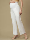 White Maternity Wide-leg Formal Trousers