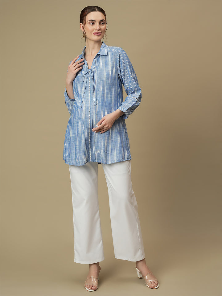 White Maternity Wide-leg Formal Trousers