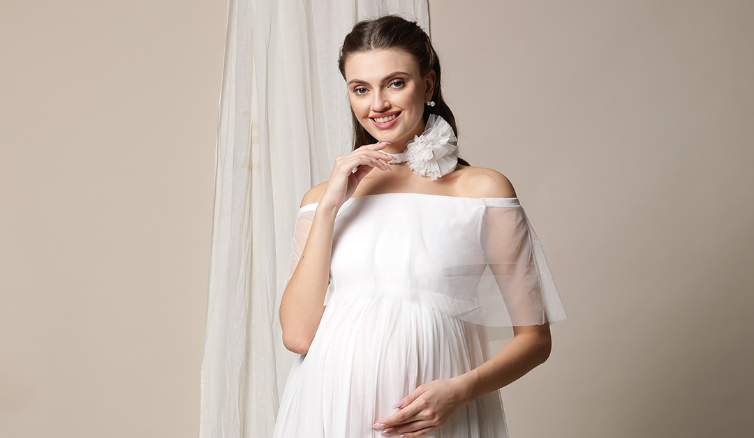 Off-Shoulder Maternity Photoshoot Gown