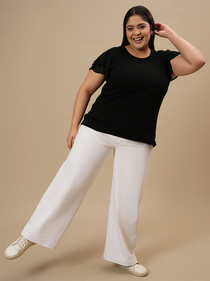 Plus Size Women’s Wide-leg Stretch Jeans  - White