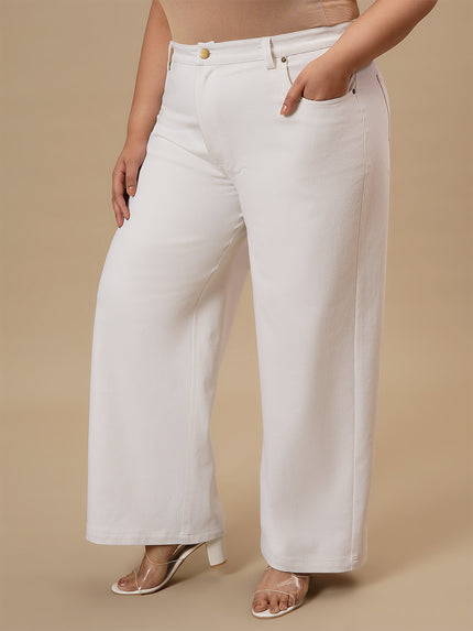 White Plus Size Wide Leg Jeans