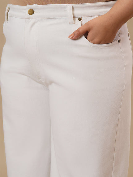 White Plus Size Wide Leg Jeans