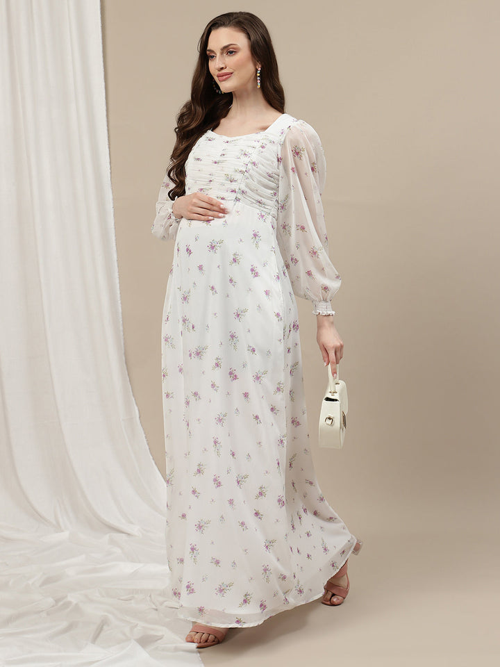 Turquoise Twist Front Ruched Maternity Maxi Dress