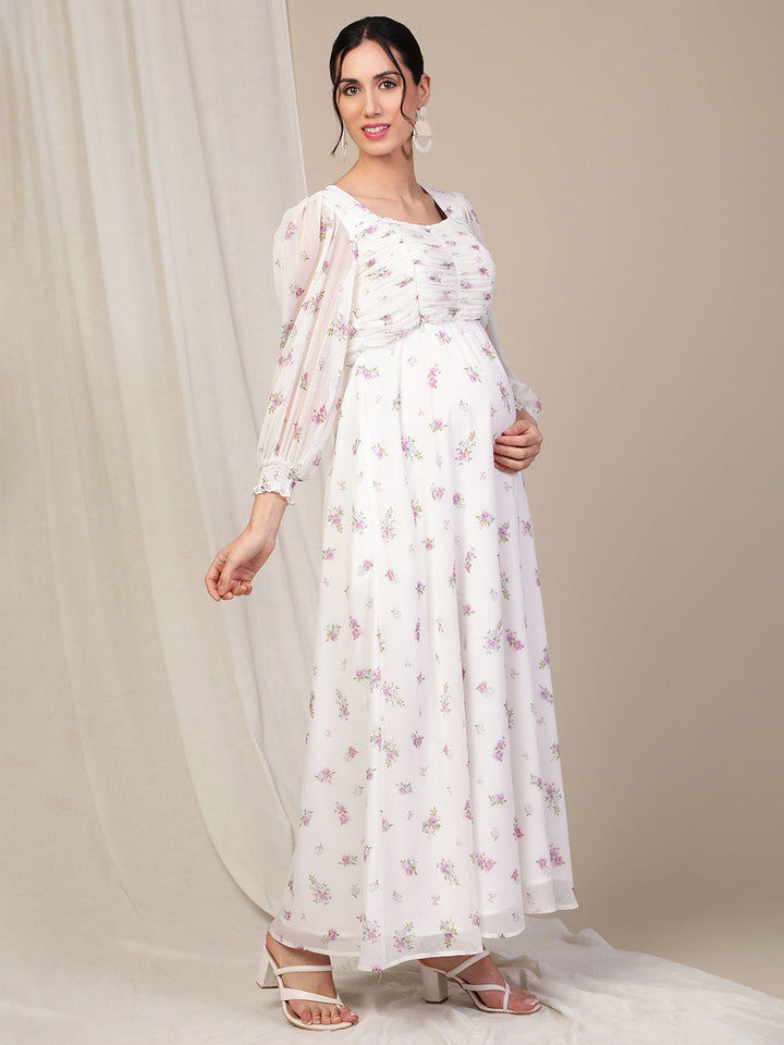 White Feeding Maxi Dress