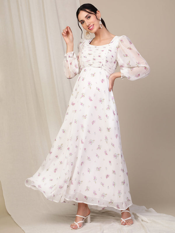 White Feeding Maxi Dress