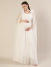 White Ruffle Maternity Maxi Party Gown Dress