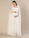 White Ruffle Maternity Maxi Party Gown Dress