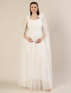 White Ruffle Maternity Maxi Party Gown Dress