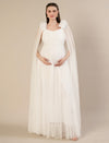 White Ruffle Maternity Maxi Party Gown Dress