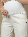 White Wide-leg Maternity Cargo Jeans