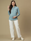 White Wide-leg Maternity Cargo Jeans