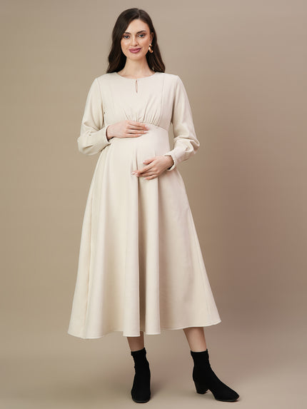 Buy Winter Maternity Long Suede Dress - Off-White Buy Winter Maternity Long Suede Dress - Off-White
