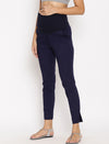 Stretchy Straight Maternity Dress Pants- Navy Blue