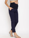 Stretchy Straight Maternity Dress Pants- Navy Blue