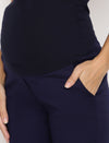 Stretchy Straight Maternity Dress Pants- Navy Blue