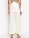 Maternity Cotton Linen Palazzo Pants- White