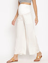 Maternity Cotton Linen Palazzo Pants- White