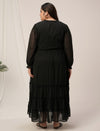 Plus Size Black Tiered Chiffon Maxi Dress