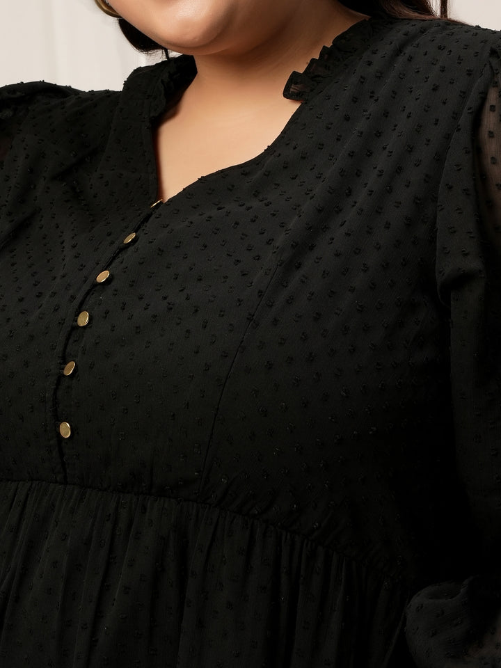 Plus Size Black Tiered Chiffon Maxi Dress