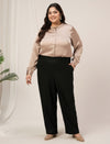 Women Plus Size Cotton Formal Pants- Black
