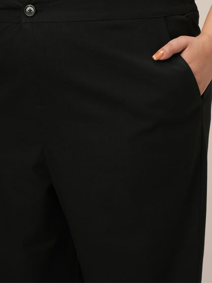 Women Plus Size Cotton Formal Pants- Black