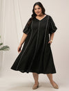 Women Plus Size Black Flare A-Line Dress