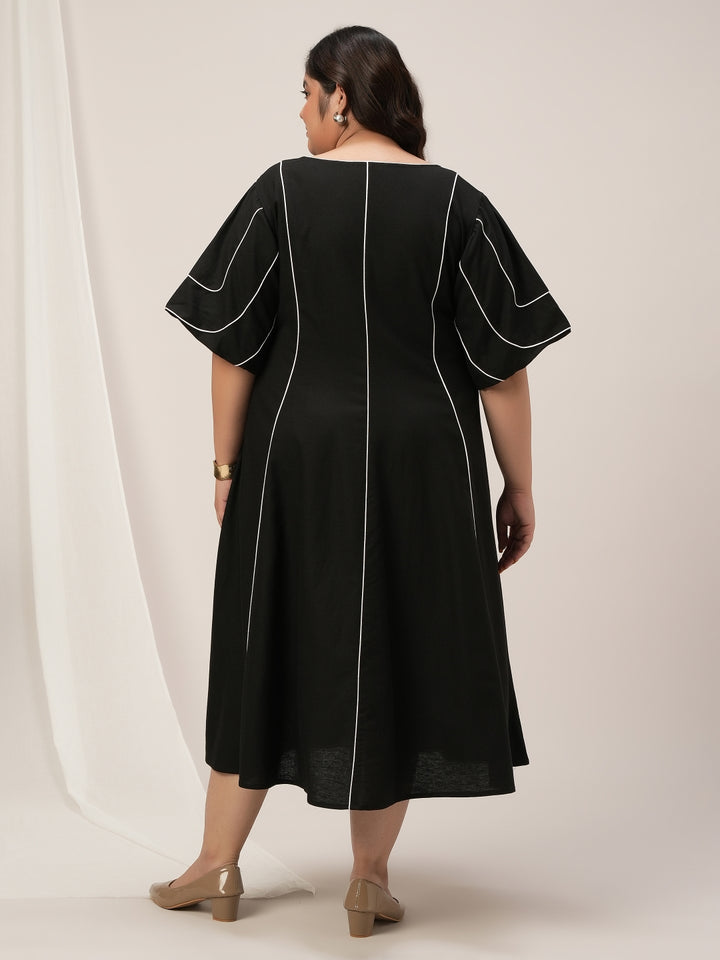Women Plus Size Black Flare A-Line Dress