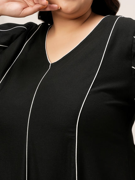 Women Plus Size Black Flare A-Line Dress