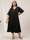 Women Plus Size Black Flare A-Line Dress