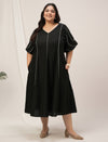 Women Plus Size Black Flare A-Line Dress