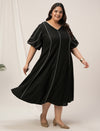 Women Plus Size Black Flare A-Line Dress