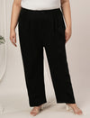 Women Plus Size High Rise Korean Formal Pants- Black