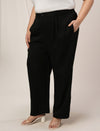 Women Plus Size High Rise Korean Formal Pants- Black