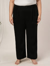 Women Plus Size High Rise Korean Formal Pants- Black