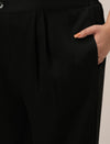Women Plus Size High Rise Korean Formal Pants- Black