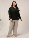 Women Plus Size Linen Office Shirt- Black